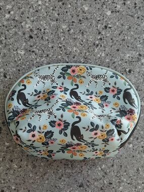 Studio Oh! Funky Feline Blue Bloom Cat Dome Cosmetic Pouch Makeup Bag